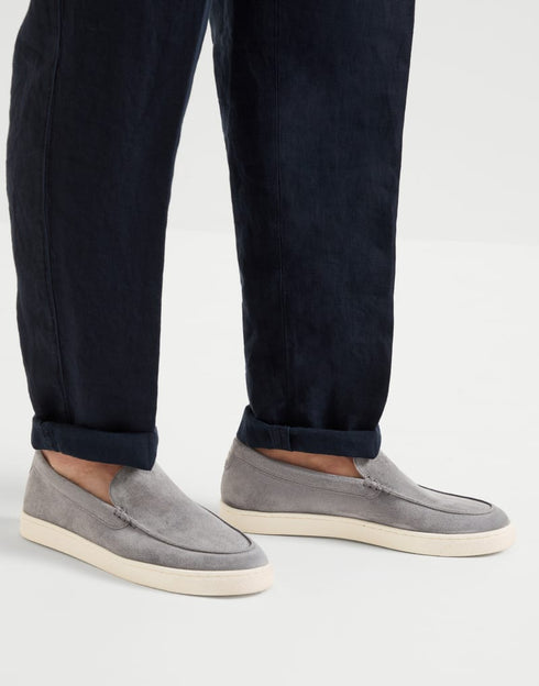 Brunello cucinelli chevron effect suede loafers